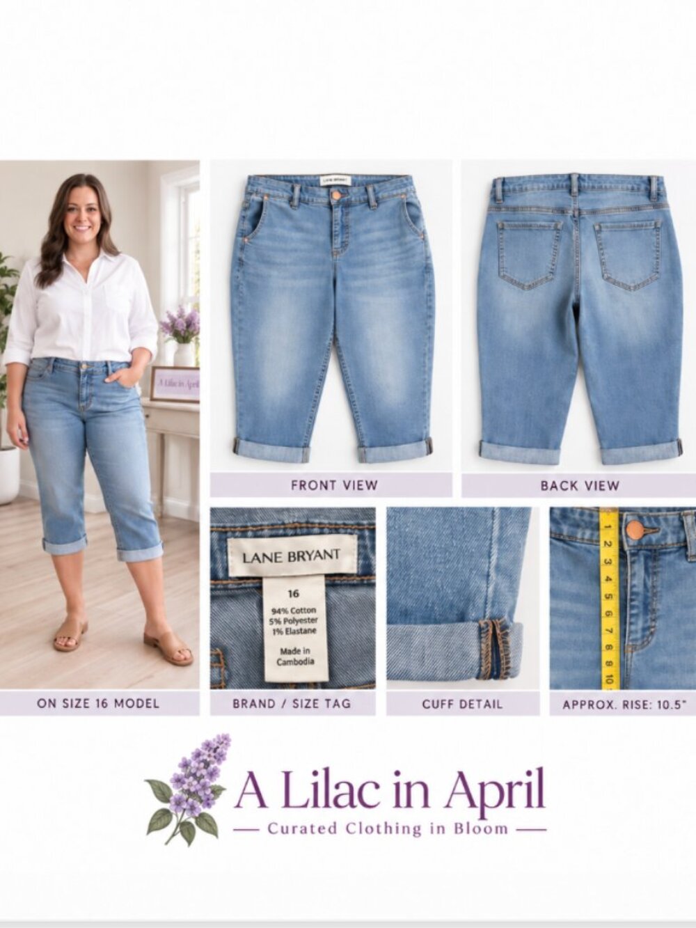 Lane Bryant Size 16 Light Wash Cuffed Denim Crops